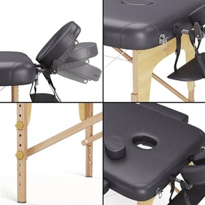 <span class=keywords><strong>Table</strong></span> <span class=keywords><strong>de</strong></span> <span class=keywords><strong>massage</strong></span> ergonomique pliable à 3 sections avec cadre en bois, appui-tête et repose-mains portables en cuir bleu minimaliste pour salon <span class=keywords><strong>de</strong></span> beauté et spa - Product Image 5