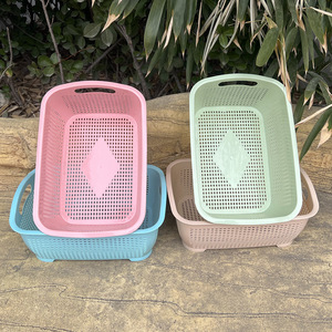 <b>Rectangular</b> Plastic Storage <b>Basket</b> With Handles Mixed Color PP Material For Neatening And Storage - Product Image 4