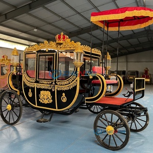 Charrette de chevaux électrique pour visites touristiques, calèche royale de mariage, chariot de chevaux noir pour mariage à vendre - Product Image 1