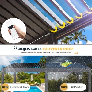 Gazebo de Aluminio Multifuncional con Techo de Láminas Impermeable, Ecológico y Personalizable para Exteriores, Balcón, Cocina, Jardín - Product Image 3