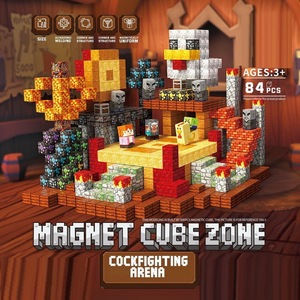 Ensemble de blocs magnétiques à grandes particules, style pixel, forêt et château, avec figurines d'animaux, design à coins arrondis sécurisé pour les tout-petits - Product Image 4