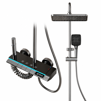 Ensemble de robinetterie de douche numérique à 4 fonctions avec affichage à touches de piano, en aluminium brossé, avec cartouche céramique, ensemble de douche intelligent de luxe pour hôtel
