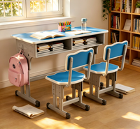 Ensemble table et chaise d'étudiant en métal de style moderne, durable, pour l'école primaire et secondaire, bureau et chaise d'étude pour les étudiants