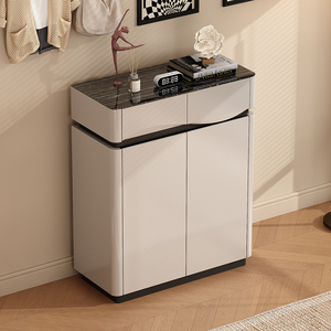 Meuble de rangement en bois au design minimaliste haut de gamme pour l'intérieur de la maison, surface en verre trempé, armoire à chaussures pour le couloir - Product Image 2
