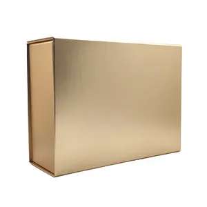 Caixa dobrável magnética para roupas de casamento, papelão grande e rígido, folha de ouro fosca com desenho de logotipo personalizado, embalagem para presente