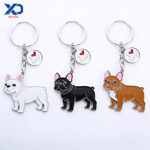 Porte-clés <span class=keywords><strong>Bouledogue</strong></span> Français en Émail Souple et Dur de Haute Qualité, Pendentif Chien en Métal Mignon, Porte-clés Souvenir Coloré – Vente en Gros - Product Image 1