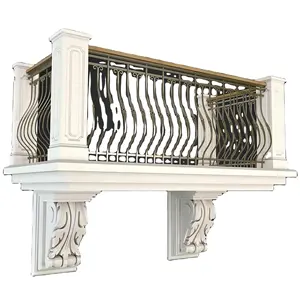 现代花式外观简单设计易于安装的锻铁阳台栏杆前廊钢栏杆设计