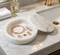 Pot de rangement rond en onyx blanc naturel pour le Ramadan, l'Aïd, le Majlis, la décoration arabe de la maison, le rangement d'oud et de bakhoor