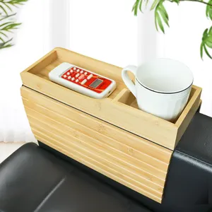 Tre sofa bên cánh tay lưu trữ Khay bảng clip trên ghế tay vịn Snack khay gỗ tre ghế cánh tay cốc chủ khay với tổ chức