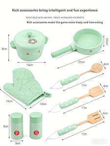 Nouvelle <span class=keywords><strong>cuisine</strong></span> de simulation nordique <span class=keywords><strong>en</strong></span> <span class=keywords><strong>bois</strong></span> pour enfants, jeu de rôle culinaire, vert - Product Image 3