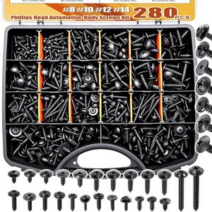 Phillips Head Automotive Body Screws Kit 280 Pcs Carbon Steel Self Tapping Screws For Car Repair And Replacement - Product Image 1