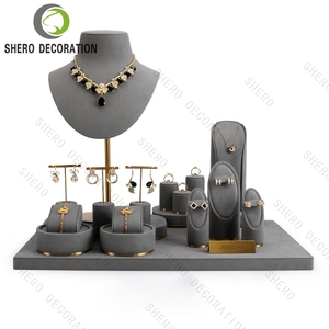 Elegante Set de Presentación de Joyería en Microfibra Gris con Logotipo de Marca Personalizado para Exhibición de Joyería de Lujo en Tiendas - Product Image 2