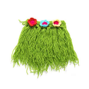 Conjunto de Falda Hawaiana de Paja Tejida a Mano en Verde <span class=keywords><strong>para</strong></span> Bebés Recién Nacidas, Accesorio <span class=keywords><strong>para</strong></span> Fotos de Bebés de 100 Días - Product Image 3