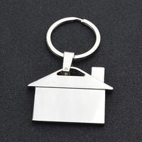 Llavero Personalizado con Logotipo, en Forma de Casa, de Aleación de Zinc Plateada y Duradera, con Grabado Láser para Profesionales Inmobiliarios