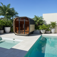 Sauna Tradizionale da Giardino in Abete Carbonizzato con Vetrata Panoramica e Illuminazione LED Interna per Relax e Spa Domestica