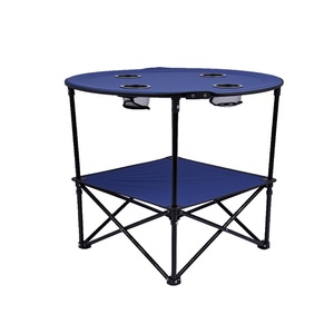 <span class=keywords><strong>Table</strong></span> de camping <span class=keywords><strong>pliante</strong></span> légère et ronde, portable, pour pique-nique en extérieur, avec porte-gobelets, idéale pour la pêche, la plage et les voyages - Product Image 1