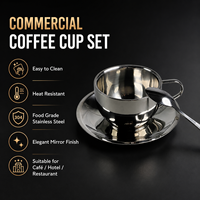 Ensemble de Tasses à Café Personnalisées en Gros avec Soucoupe en Acier Inoxydable 304 Style Coréen pour Cadeaux Promotionnels pour Cafés, Hôtels, Bureaux et Entreprises