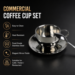 Wholesale Custom <strong>Coffee</strong> <strong>Mug</strong> <strong>Set</strong> with Saucer 304 Stainless Steel Korean Style for Cafe Hotel Office Business Promotional Gifts - Product Image 2