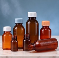 Bouteille pharmaceutique en PET ambré de 100 ml en gros avec bouchon antivol, conteneur vide pour sirop contre la toux et médicaments liquides oraux