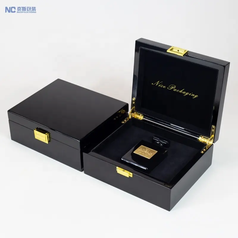 Custom Mdf Piano Lacquer Decorative Perfume Boxes Packaging Ramadan Oud Box Cologne Arabic Attar Bottle Luxury Wood Gift Box