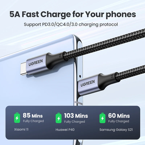 USB <b>C</b> Phone Cable 100W Fast <b>Charging</b> Type Charger PD100W 5A QC4.0 Data for US316 100w Fast <b>Charging</b> Cable for 15 Pro - Product Image 3