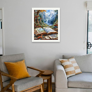 Fantasia 16x20 pollici libro di fiabe per la foresta di pittura da numeri Kit per adulti su tela senza cornice con regalo libro aperto - Product Image 4