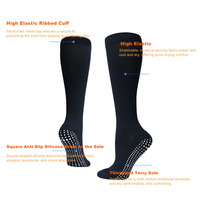 Chaussettes de sport antidérapantes en silicone à points, compression de grade 2, tube long, personnalisées, pour yoga et activités intérieures