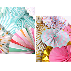 Boda cumpleaños bebé ducha fiesta de Navidad decoración 6 unids/set ventiladores de papel conjunto colgante molinetes ventilador de papel DIY artesanía - Product Image 2