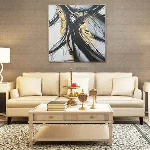 Handmade Painting Art Hotel Suite Painting Modern Canvas Wall Art Gold Foil Abstract Handmade Oil Painting