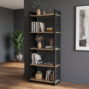 bookshelf wooden bookshelf modern bookshelf 5 tier bookshelf 5 tier <b>bookcase</b> <b>metal</b> frame bookshelf open bookshelf display book - Product Image 4