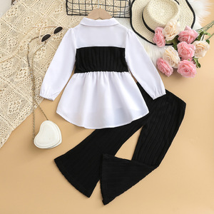 Gilet Casual a due pezzi da ragazza con vento profumato a manica lunga <span class=keywords><strong>giacca</strong></span> a maglia gilet con <span class=keywords><strong>camicia</strong></span> di pizzo per il commercio estero - Product Image 2