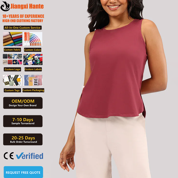 Wholesale Summer Lightweight Casual Ladies Vest Custom Logo O-neck Sleeveless Fashion Sport Yoga Loose Gym Tank Top for Women