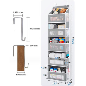 Thickened Non Woven Fabric Door Hanging Storage Bag Gray 5 Layers Multipurpose Organizer For <b>Home</b> Bedroom Use - Product Image 4