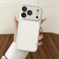Coque de téléphone Lichicase en cuir de litchi et TPU, nouveau design avec grande fenêtre, pour iPhone 11 12 12 Pro, couleur unie simple, coque arrière