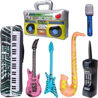Ensemble de jouets gonflables Rock & Roll 7 pièces Boom Box Guitare Basse Décorations de fête en PVC pour Noël Anniversaires