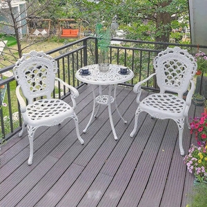 Ensemble de jardin moderne et durable en aluminium moulé pour l'extérieur, table et chaises de salle à manger décontractées résistantes aux UV et imperméables pour 4 personnes - Product Image 3
