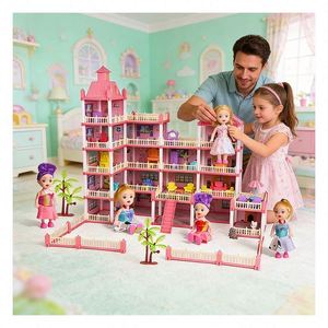 Ensemble de meubles de salle de bain pour maison de poupée avec baignoire, lavabo, miroir, décoration en plastique, jouet créatif pour enfants, salle de jeux familiale - Product Image 4