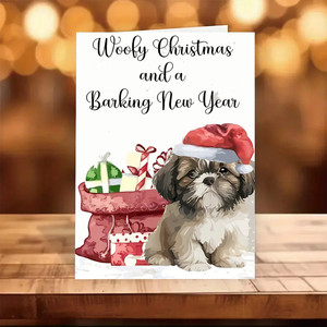 Đáng yêu Giáng sinh lưu ý thẻ số lượng lớn Puppy Dog lời chào, các loại kỳ nghỉ hat chó giáng sinh thẻ - Product Image 4