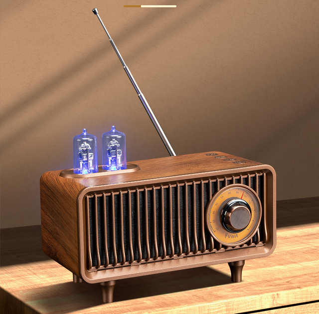 Vofull Retro Blue Tooth Speaker Radio Wood Vintage Rotary FM Radio Vintage Music Player