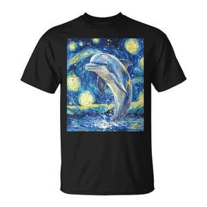 Camiseta con gráfico de la noche estrellada estilo Van Gogh de Dolphin, unisex para adultos, talla mediana - Product Image 1
