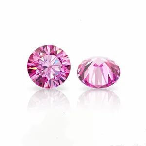 Wuzhou Gems Excellent Cut GRA Certificate Pink Diamond Stone 2 Carat 8mm Fancy Color Pink Moissanite