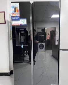 <span class=keywords><strong>Distributeur</strong></span> <span class=keywords><strong>d</strong></span>'<span class=keywords><strong>eau</strong></span> douce côte à côte à double porte de grande capacité Panneau en verre noir Réfrigérateur ménager électrique en acier inoxydable - Product Image 1