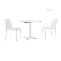 Table compacte d'extérieur en HPL avec pieds blancs, mobilier de restaurant Lifepursue Simple Line