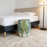 Tabouret de jardin en porcelaine chinoise vintage, motif Bok Choy, peint à la main, motif chou, en céramique, porcelaine Bok Choy