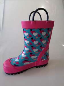 Bottes de pluie imperméables pour enfants avec poignées Bottes de gomme en caoutchouc pour l'extérieur - Product Image 4