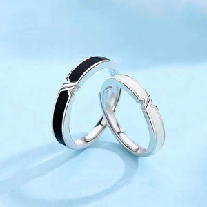<span class=keywords><strong>Aniversario</strong></span> <span class=keywords><strong>regalos</strong></span> especiales boda a juego negro ajustable pareja anillos conjunto para parejas hombres y mujeres - Product Image 4
