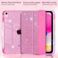 Nouvelle coque de tablette pliable à trois volets pour enfants avec paillettes brillantes et dos transparent pour iPad A16 11 2025 et iPad 10e génération 10,9