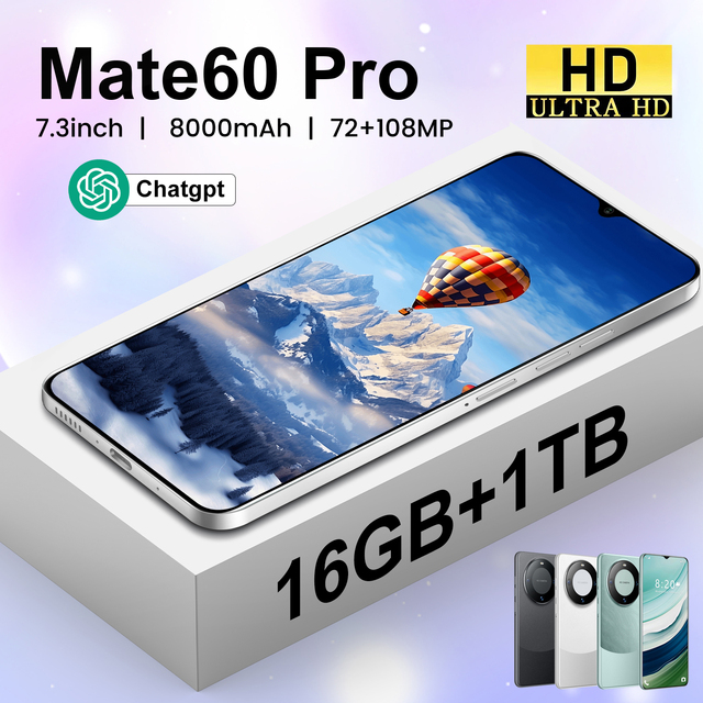 Sleek Design 2025 New Mate 60 Pro Smart Phone 12GB 512GB 6.5 Inch Touch Screen WiFi Unlock Cellphone Smartphone Android Phone