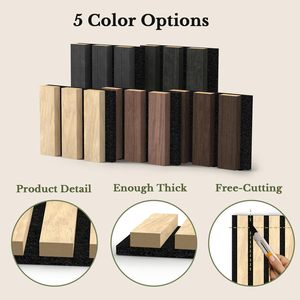 Panneaux muraux acoustiques en bois 3D <span class=keywords><strong>à</strong></span> lattes, <span class=keywords><strong>à</strong></span> <span class=keywords><strong>coller</strong></span>, absorbant le son, texture bois, panneaux décoratifs pour le design d'intérieur de bureau et de studio - Product Image 3