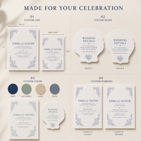 Invitations de mariage nautiques et côtières, motif herbe marine marine, cartes personnalisées en carton gaufré avec découpe de coquillages